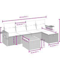 6-tlg. Garten-Sofagarnitur mit Kissen Grau Poly Rattan
