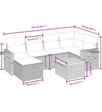 7-tlg. Garten-Sofagarnitur mit Kissen Beige Poly Rattan