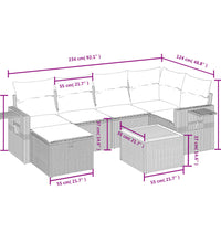 7-tlg. Garten-Sofagarnitur mit Kissen Beige Poly Rattan