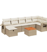 8-tlg. Garten-Sofagarnitur mit Kissen Beige Poly Rattan