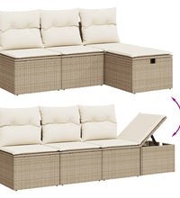8-tlg. Garten-Sofagarnitur mit Kissen Beige Poly Rattan