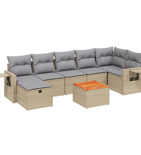 8-tlg. Garten-Sofagarnitur mit Kissen Beige Poly Rattan