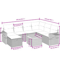 8-tlg. Garten-Sofagarnitur mit Kissen Schwarz Poly Rattan