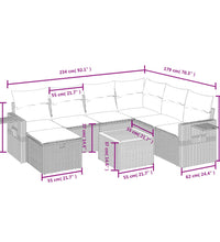 8-tlg. Garten-Sofagarnitur mit Kissen Beige Poly Rattan