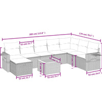 9-tlg. Garten-Sofagarnitur mit Kissen Schwarz Poly Rattan