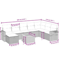 9-tlg. Garten-Sofagarnitur mit Kissen Beige Poly Rattan