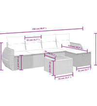 6-tlg. Garten-Sofagarnitur mit Kissen Schwarz Poly Rattan