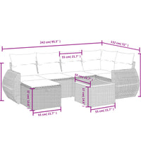 7-tlg. Garten-Sofagarnitur mit Kissen Schwarz Poly Rattan