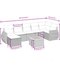 8-tlg. Garten-Sofagarnitur mit Kissen Schwarz Poly Rattan
