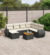 8-tlg. Garten-Sofagarnitur mit Kissen Schwarz Poly Rattan
