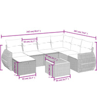 8-tlg. Garten-Sofagarnitur mit Kissen Beige Poly Rattan