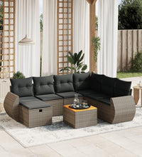 8-tlg. Garten-Sofagarnitur mit Kissen Grau Poly Rattan