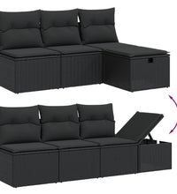 9-tlg. Garten-Sofagarnitur mit Kissen Schwarz Poly Rattan
