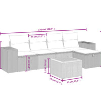 6-tlg. Garten-Sofagarnitur mit Kissen Schwarz Poly Rattan