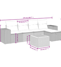 6-tlg. Garten-Sofagarnitur mit Kissen Schwarz Poly Rattan