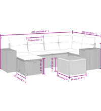 7-tlg. Garten-Sofagarnitur mit Kissen Beige Poly Rattan