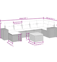 8-tlg. Garten-Sofagarnitur mit Kissen Schwarz Poly Rattan