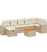 8-tlg. Garten-Sofagarnitur mit Kissen Beige Poly Rattan