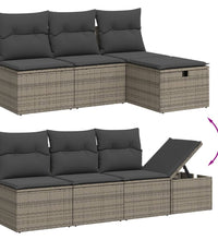 8-tlg. Garten-Sofagarnitur mit Kissen Grau Poly Rattan