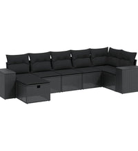 8-tlg. Garten-Sofagarnitur mit Kissen Schwarz Poly Rattan