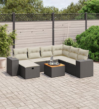 8-tlg. Garten-Sofagarnitur mit Kissen Schwarz Poly Rattan