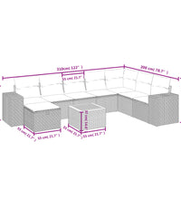 9-tlg. Garten-Sofagarnitur mit Kissen Beige Poly Rattan