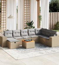 9-tlg. Garten-Sofagarnitur mit Kissen Beige Poly Rattan