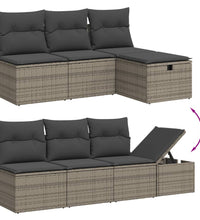 9-tlg. Garten-Sofagarnitur mit Kissen Grau Poly Rattan