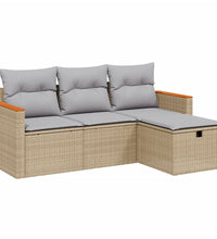 4-tlg. Garten-Sofagarnitur mit Kissen Beigemischung Poly Rattan