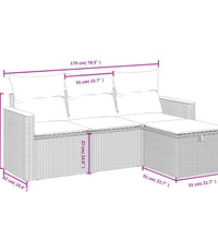 4-tlg. Garten-Sofagarnitur mit Kissen Beigemischung Poly Rattan