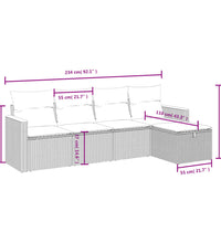 5-tlg. Garten-Sofagarnitur mit Kissen Schwarz Poly Rattan