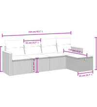 5-tlg. Garten-Sofagarnitur mit Kissen Beige Poly Rattan