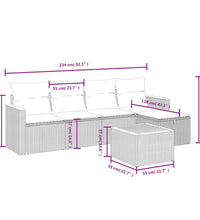 6-tlg. Garten-Sofagarnitur mit Kissen Beige Poly Rattan