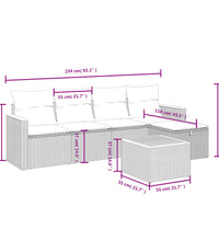 6-tlg. Garten-Sofagarnitur mit Kissen Grau Poly Rattan