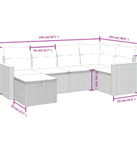 6-tlg. Garten-Sofagarnitur mit Kissen Schwarz Poly Rattan