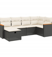 6-tlg. Garten-Sofagarnitur mit Kissen Schwarz Poly Rattan