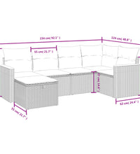 6-tlg. Garten-Sofagarnitur mit Kissen Schwarz Poly Rattan