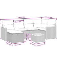 7-tlg. Garten-Sofagarnitur mit Kissen Schwarz Poly Rattan