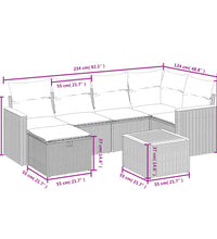 7-tlg. Garten-Sofagarnitur mit Kissen Beige Poly Rattan