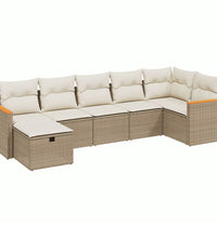 7-tlg. Garten-Sofagarnitur mit Kissen Beige Poly Rattan