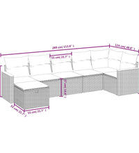 7-tlg. Garten-Sofagarnitur mit Kissen Beige Poly Rattan