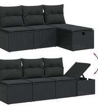8-tlg. Garten-Sofagarnitur mit Kissen Schwarz Poly Rattan
