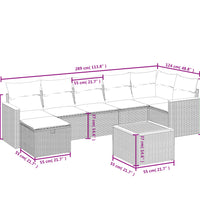 8-tlg. Garten-Sofagarnitur mit Kissen Beige Poly Rattan