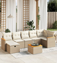 8-tlg. Garten-Sofagarnitur mit Kissen Beige Poly Rattan