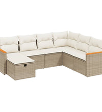 7-tlg. Garten-Sofagarnitur mit Kissen Beige Poly Rattan