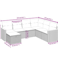7-tlg. Garten-Sofagarnitur mit Kissen Beige Poly Rattan