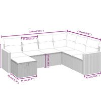 7-tlg. Garten-Sofagarnitur mit Kissen Beige Poly Rattan