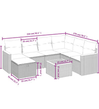 8-tlg. Garten-Sofagarnitur mit Kissen Beige Poly Rattan