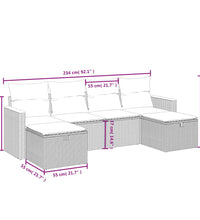 6-tlg. Garten-Sofagarnitur mit Kissen Beige Poly Rattan