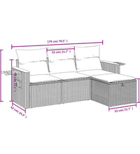 4-tlg. Garten-Sofagarnitur mit Kissen Beigemischung Poly Rattan